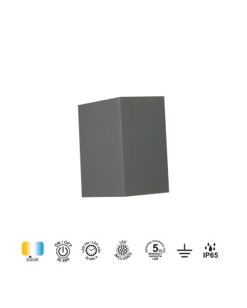 DAVOS XL* APLIQUE EXTERIOR LED* 2*10W 3000K GRIS OSCURO